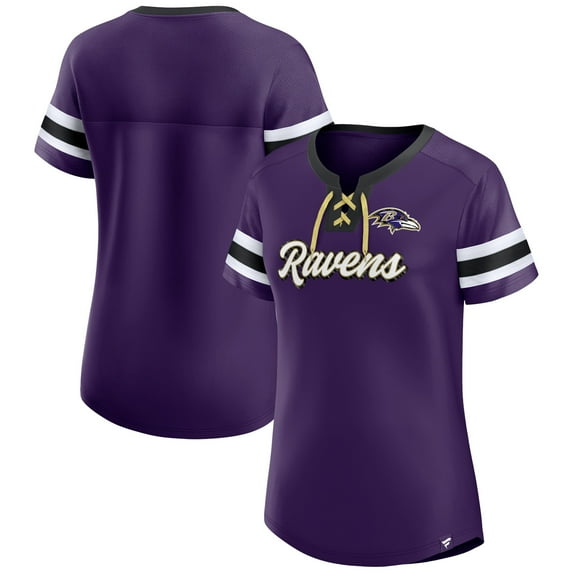 Women's Fanatics Purple Baltimore Ravens Plus Size Original State Lace-Up T-Shirt