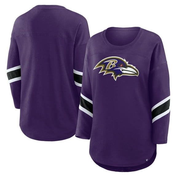 Women's Fanatics Purple Baltimore Ravens Plus Size Redzone 3/4-Sleeve Scoop Neck T-Shirt