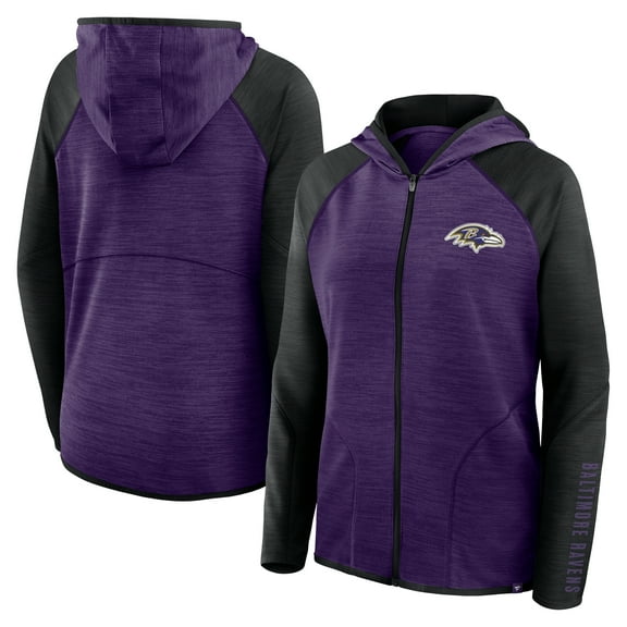 Women's Fanatics Purple/Black Baltimore Ravens Redzone End Around Pass Raglan Full-Zip Hoodie