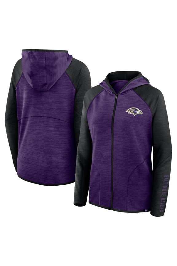 Women's Fanatics Purple/Black Baltimore Ravens Redzone End Around Pass Raglan Full-Zip Hoodie