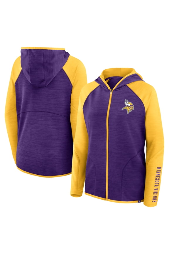 Women's Fanatics Purple/Gold Minnesota Vikings Redzone End Around Pass Raglan Full-Zip Hoodie