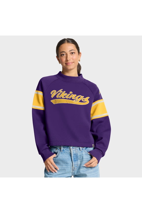 Women's Fanatics Purple Minnesota Vikings Oversized Hometown Toss Sweep Mock Neck Pullover