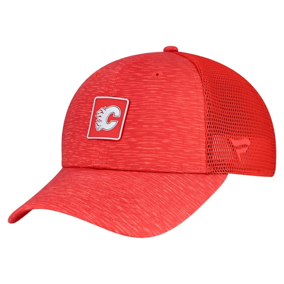 Women's-Fanatics Red Calgary Flames Authentic Pro Adjustable Trucker Hat