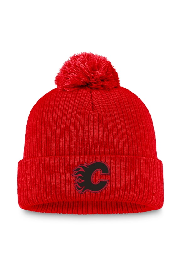Women's Fanatics Red Calgary Flames Cuffed Knit Hat with Pom
