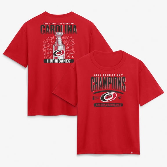 Women's Fanatics Red Carolina Hurricanes 2026 Stanley Cup Champions Signature Roster T-Shirt