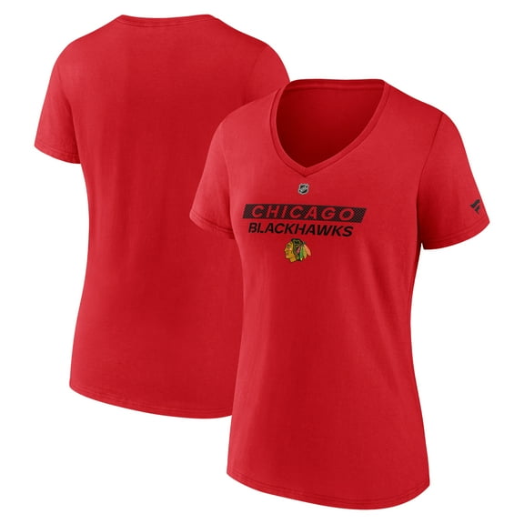 Women's Fanatics Red Chicago Blackhawks Authentic Pro Core Primary V-Neck T-Shirt
