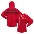 thumbnail image 1 of Women's Fanatics Red Chicago Blackhawks Jersey Lace-Up V-Neck Long Sleeve Hoodie T-Shirt, 1 of 3