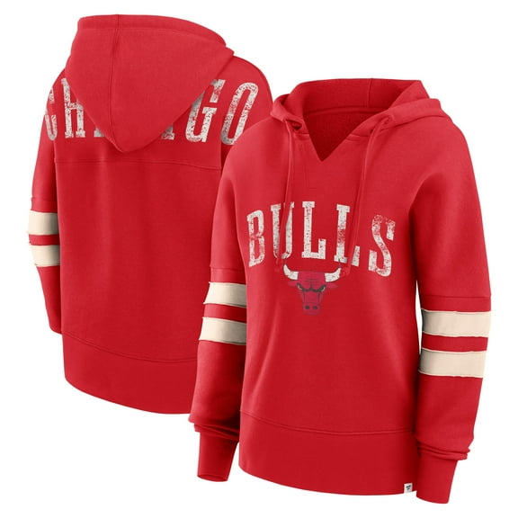 Women's Fanatics Red Chicago Bulls Bold Move Dolman V-Neck High Hip Hoodie