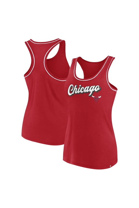 Women's Fanatics Red Chicago Bulls Wordmark Logo Racerback Tank Top