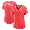 thumbnail image 1 of Women's Fanatics Red Cincinnati Reds Binge Worthy Stadium Slub V-Neck T-Shirt, 1 of 5