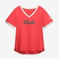 thumbnail image 1 of Women's Fanatics Red Cincinnati Reds Relaxed Fit Vintage Play- Slub V-Neck Fashion Top, 1 of 3