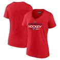 thumbnail image 1 of Women's Fanatics Red Columbus Blue Jackets Authentic Pro Primary V-Neck T-Shirt, 1 of 3