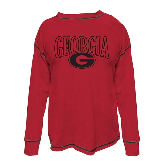 Women's Fanatics Red Georgia Bulldogs Plus Size Contrast Stitch Sweatshirt