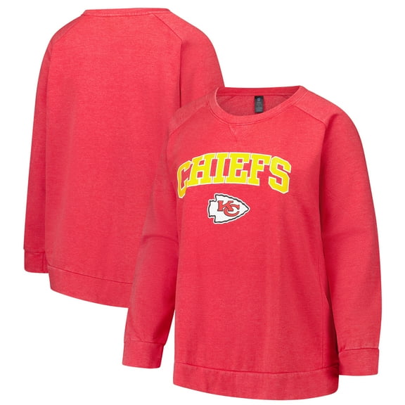 Women's Profile Red Kansas City Chiefs Plus Size Acid Wash Raglan Sweatshirt