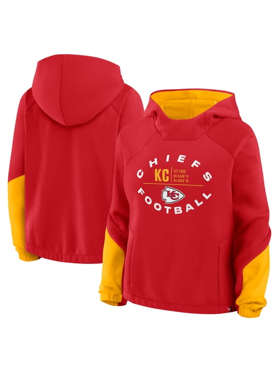 Women's Fanatics Red Kansas City Chiefs Oversized-Redzone Bubble Screen Pullover Hoodie