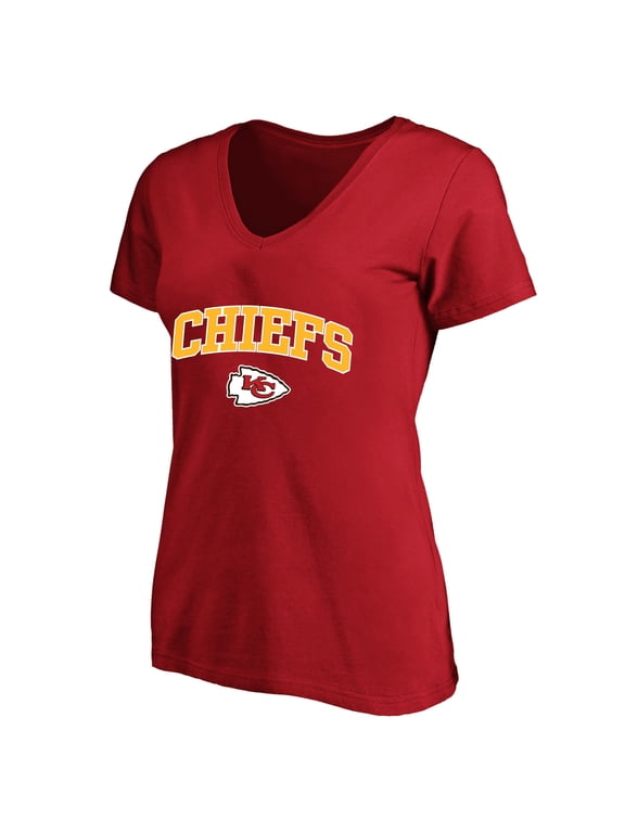 Women's Fanatics Red Kansas City Chiefs Plus Size Arch Over Logo V-Neck T-Shirt