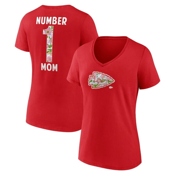 Women's-Fanatics Red Kansas City Chiefs Plus Size Mother's Day Floral V-Neck T-Shirt