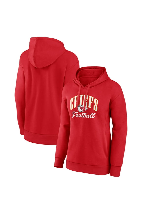 Women's Fanatics Red Kansas City Chiefs Team Logo Victory Script Pullover Hoodie