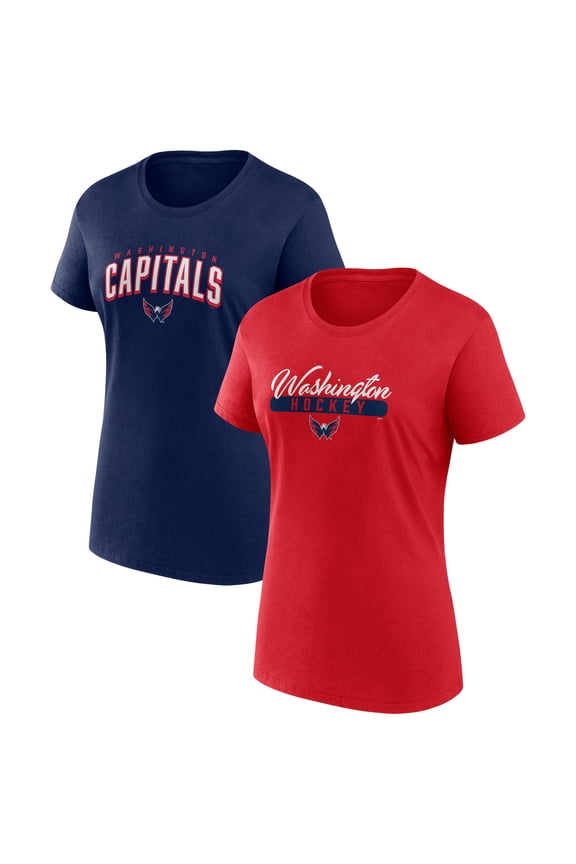 Women's Fanatics Red/Navy Washington Capitals Two-Pack Fan T-shirt Set
