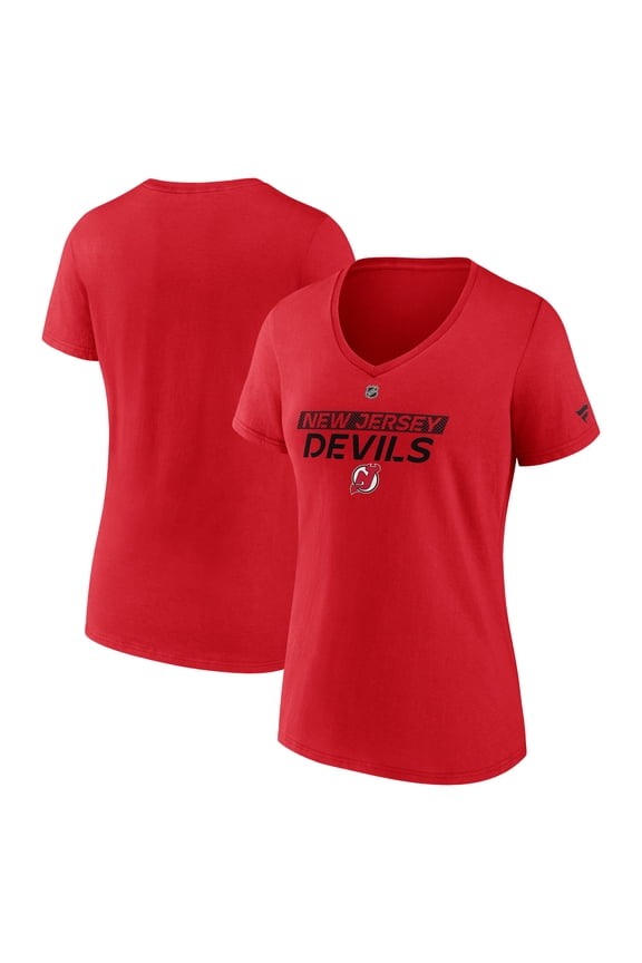 Women's Fanatics Red New Jersey Devils Authentic Pro Core Primary V-Neck T-Shirt
