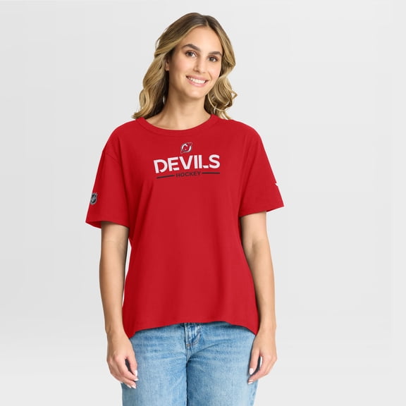 Women's Fanatics Red New Jersey Devils Authentic Pro Primary T-Shirt