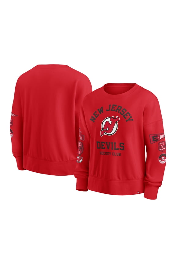 Women's Fanatics Red New Jersey Devils Go Team Pullover Sweatshirt