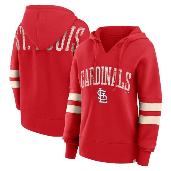 Women's Fanatics Red St. Louis Cardinals Bold Move Notch Neck High Hip Hoodie