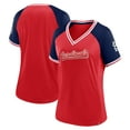 thumbnail image 1 of Women's Fanatics Red St. Louis Cardinals Glitz & Glam League Diva Raglan V-Neck T-Shirt, 1 of 3