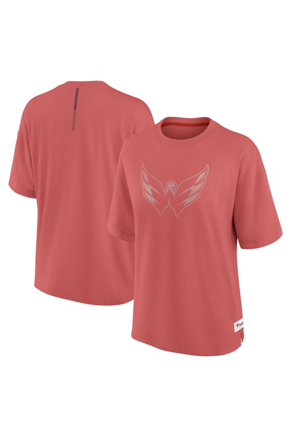 Women's Fanatics Red Washington Capitals Oversized Elements Raw Edge Future Ground T-Shirt
