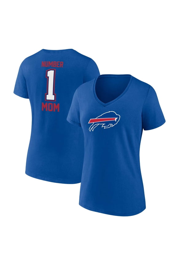 Women's Fanatics Royal Buffalo Bills Plus Size Mother's Day #1 Mom V-Neck T-Shirt