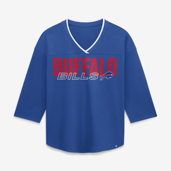 Women's Fanatics Royal Buffalo Bills Team First Deceptive Juke 3/4-Sleeve V-Neck T-Shirt