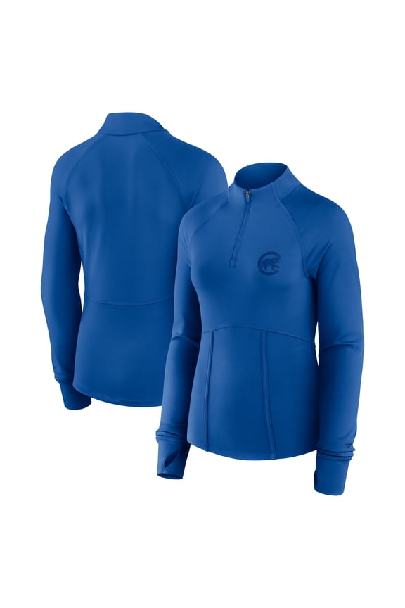 Women's Fanatics Royal Chicago Cubs Elements Raglan Tri-Blend Quarter-Zip Top