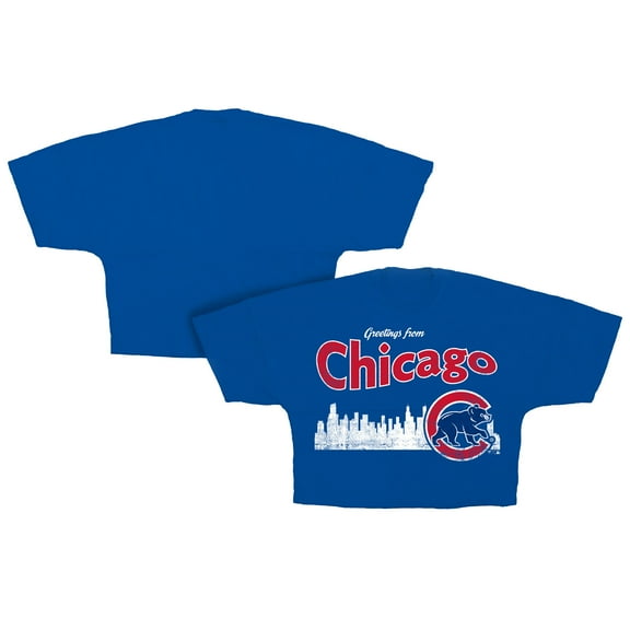 Women's Fanatics Royal Chicago Cubs Skyline Cropped T-Shirt