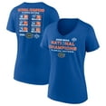 thumbnail image 1 of Women's Fanatics Royal Florida Gators 2025 NCAA Men's Basketball National Champions Schedule V-Neck T-Shirt, 1 of 3