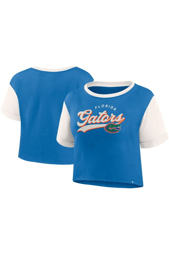 Women's Fanatics Royal Florida Gators Color-Block Script Tail T-Shirt