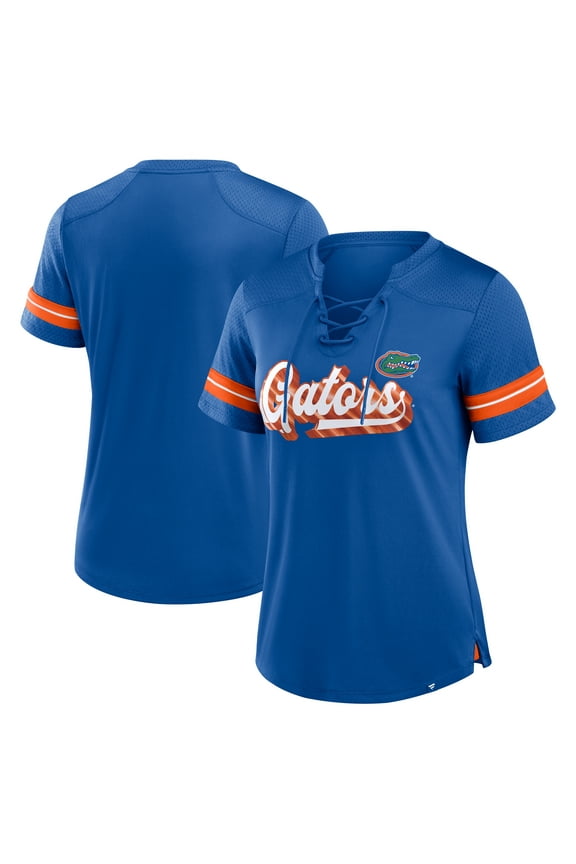 Women's Fanatics Royal Florida Gators Plus Size Overtime Readiness Lace-Up T-Shirt