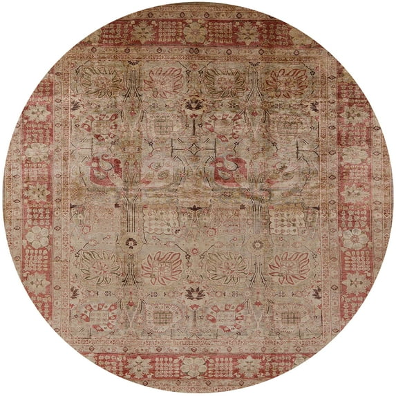 Ahgly Company Machine Washable Indoor Round Industrial Modern Chestnut Red Area Rugs, 5' Round