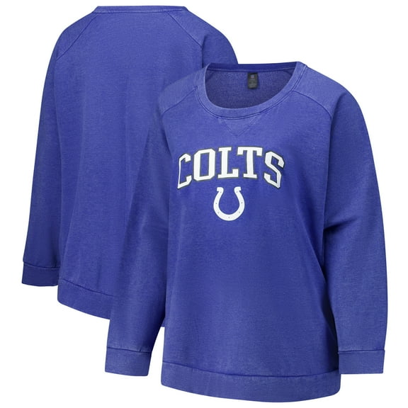 Women's Profile  Royal Indianapolis Colts Plus Size Acid Wash Raglan Sweatshirt