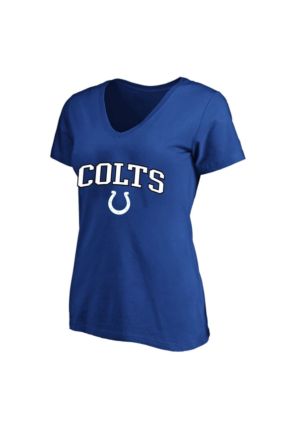 Women's Fanatics Royal Indianapolis Colts Plus Size Arch Over Logo V-Neck T-Shirt