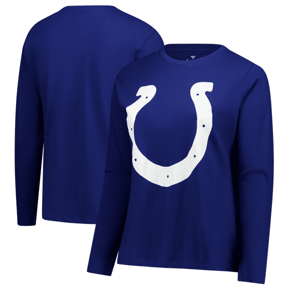 Women's Fanatics  Royal Indianapolis Colts Plus Size Scoop Neck Long Sleeve T-Shirt