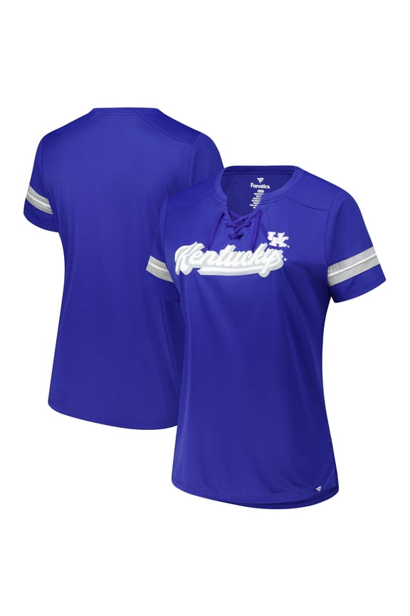 Women's Fanatics Royal Kentucky Wildcats Plus Size Overtime Readiness Lace-Up T-Shirt