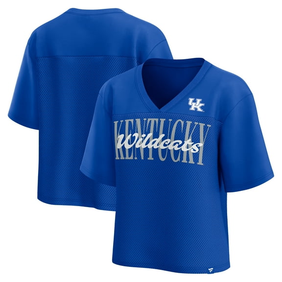 Women's Fanatics Royal Kentucky Wildcats Tall Script Overlay Mesh V-Neck Fashion Top