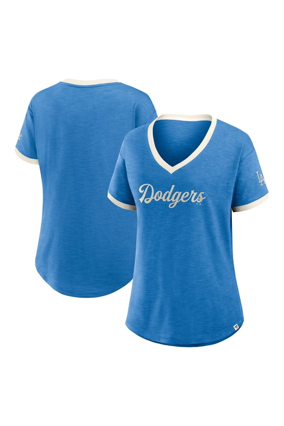 Women's Fanatics Royal Los Angeles Dodgers Cooperstown Collection Vintage Play- V-Neck T-Shirt