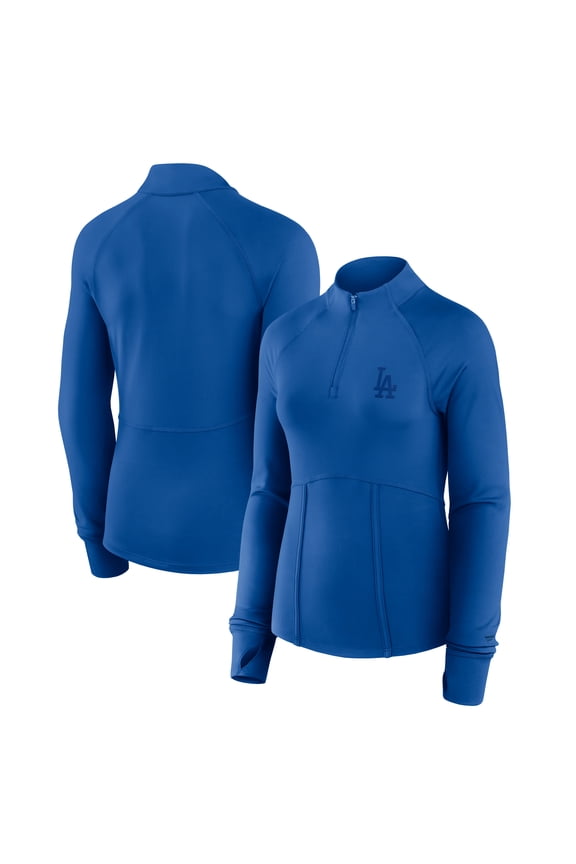 Women's Fanatics Royal Los Angeles Dodgers Elements Raglan Tri-Blend Quarter-Zip Top