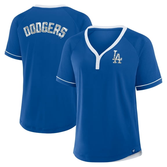 Women's Fanatics Royal Los Angeles Dodgers League Diva Star Raglan V-Neck T-Shirt