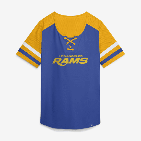 Women's Fanatics Royal Los Angeles Rams Curl Route Athena Lace-Up T-Shirt