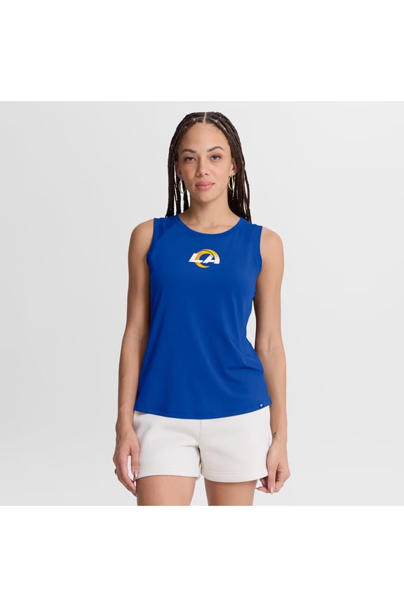Women's Fanatics Royal Los Angeles Rams Draped Mesh-Back Performance- Tank Top