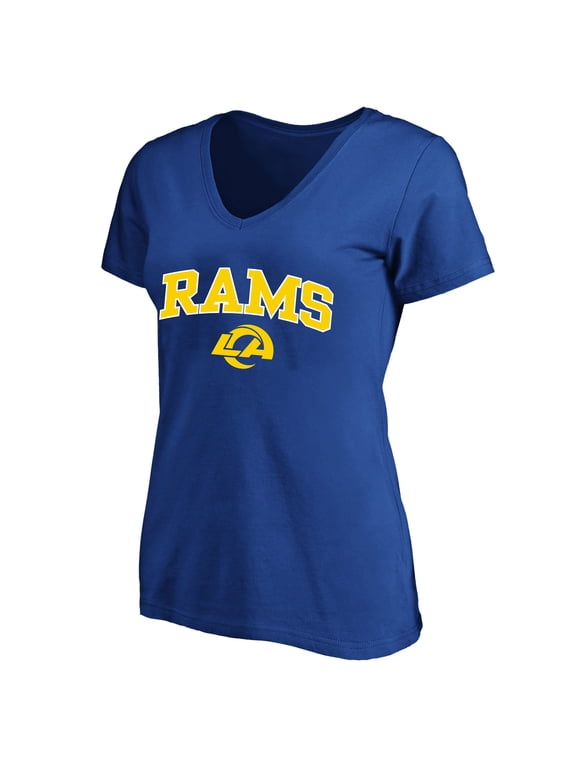 Women's Fanatics Royal Los Angeles Rams Plus Size Arch Over Logo V-Neck T-Shirt