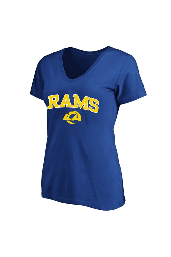 Women's Fanatics Royal Los Angeles Rams Plus Size Arch Over Logo V-Neck T-Shirt