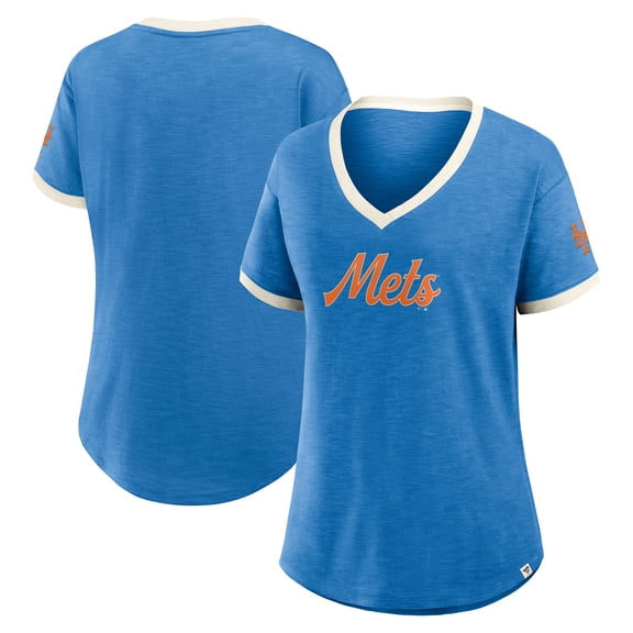 Women's Fanatics Royal New York Mets Cooperstown Collection Vintage Play- V-Neck T-Shirt